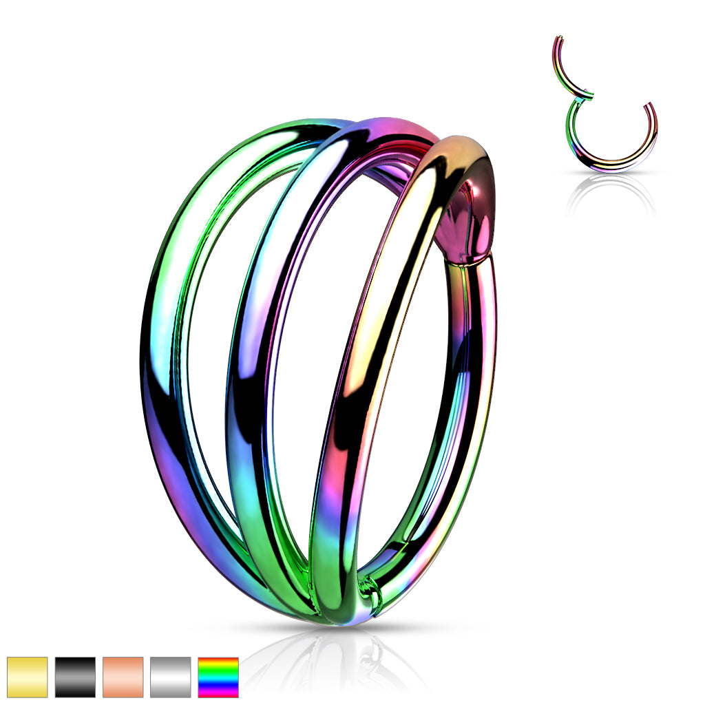 Premium G23 Titanium Triple Stack Hinged Segment Ring 18g - 16g
