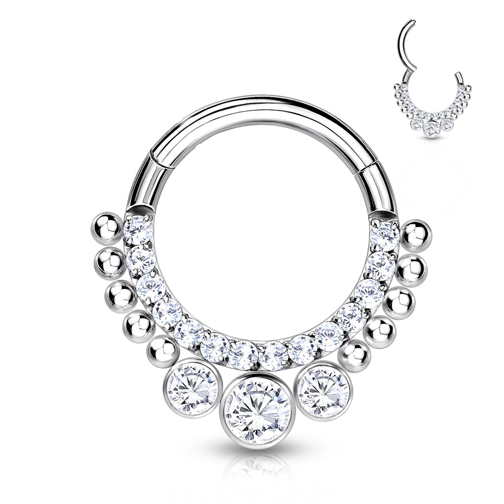 Premium G23 Titanium Crystal Dotwork Segment Ring 16g