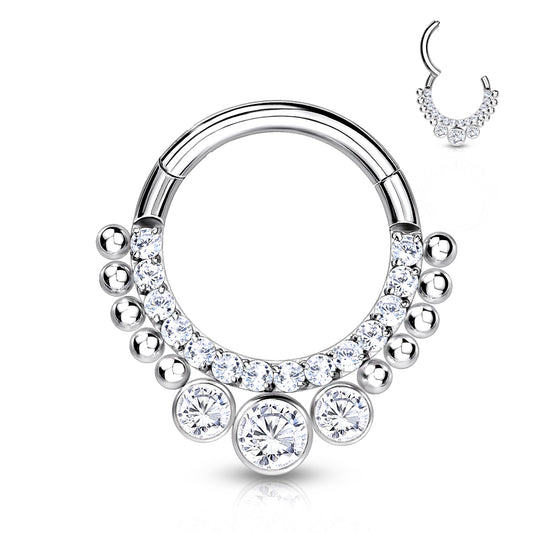 Premium G23 Titanium Crystal Dotwork Segment Ring 16g