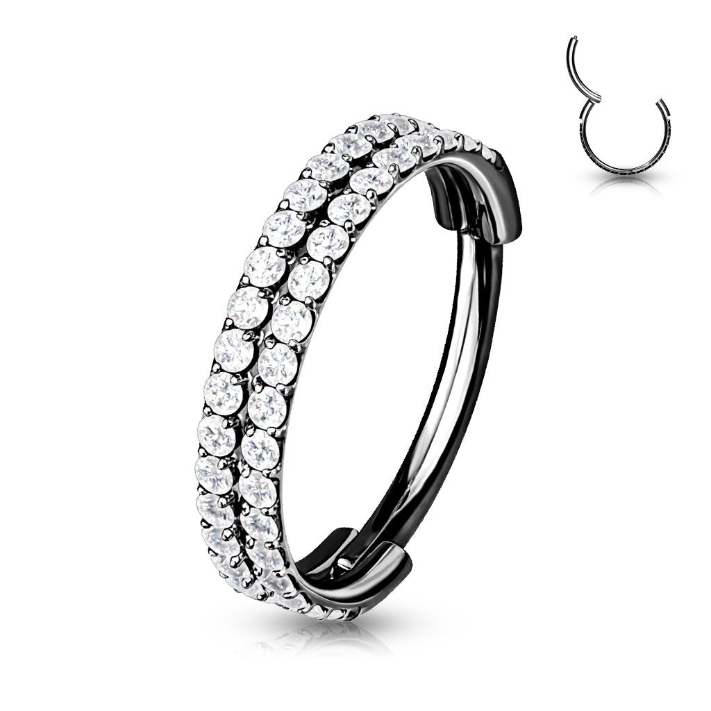 Premium Double Crystal Edge Segment Ring 16g