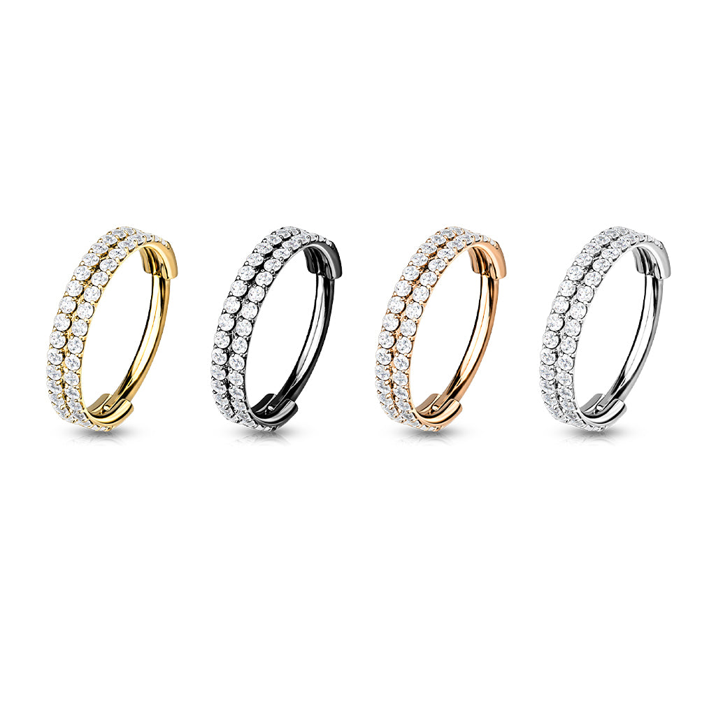 Premium Double Crystal Edge Segment Ring 16g