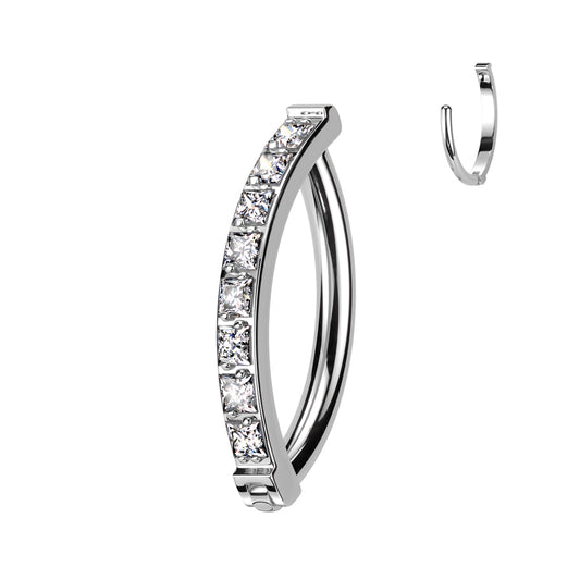 Single Row Claw-Set Crystal Clicker 14g