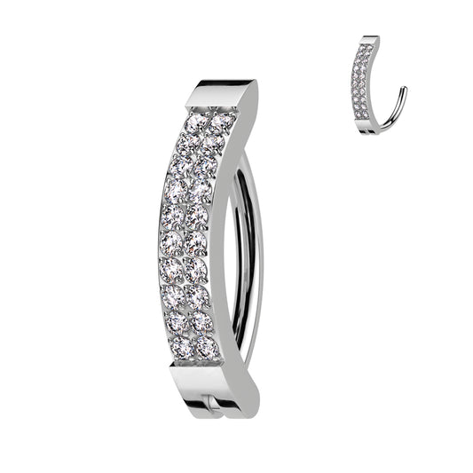 Double Row Claw-Set Crystal Clicker 14g