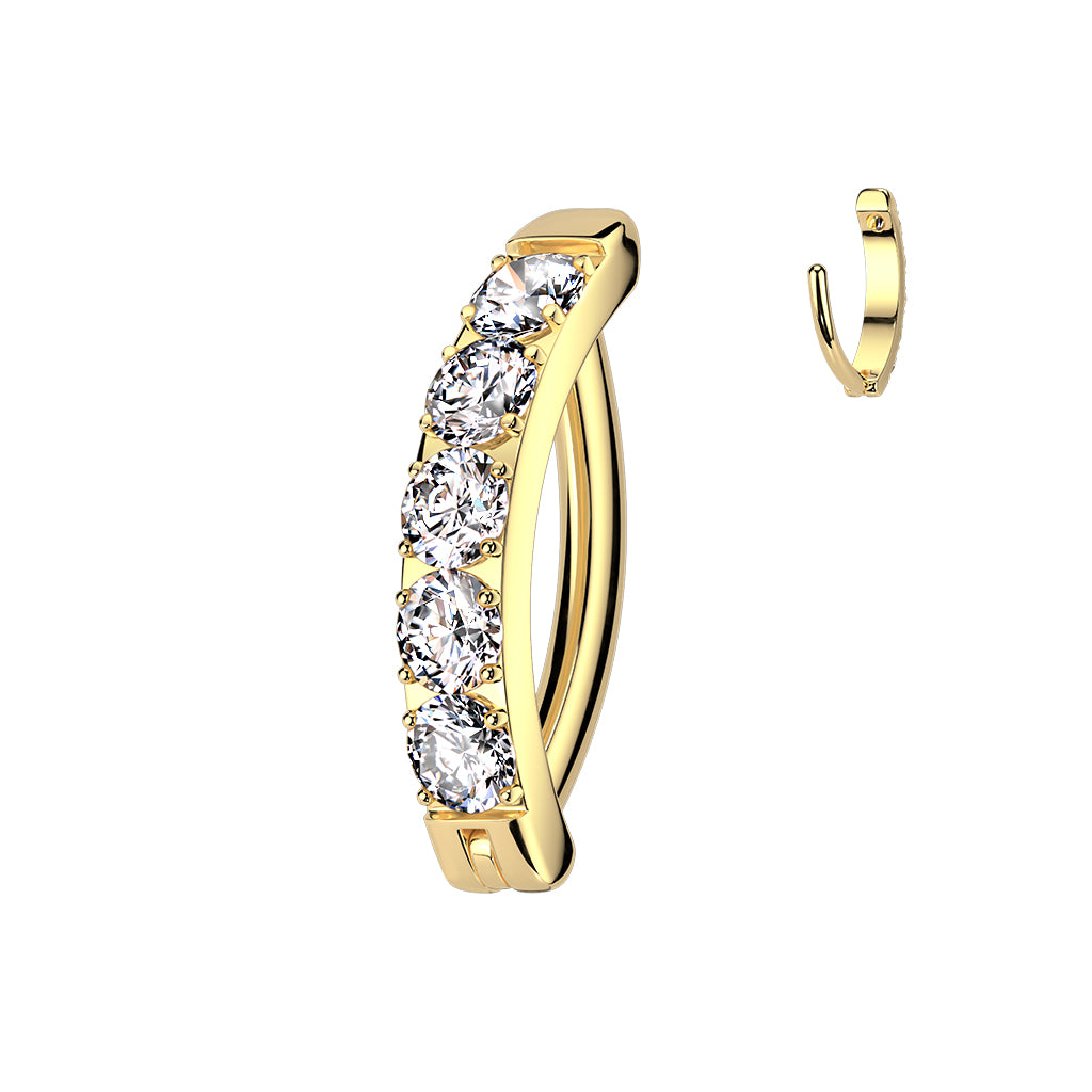 Premium G23 Titanium Single Row Claw-Set Crystal Navel Clicker 14g