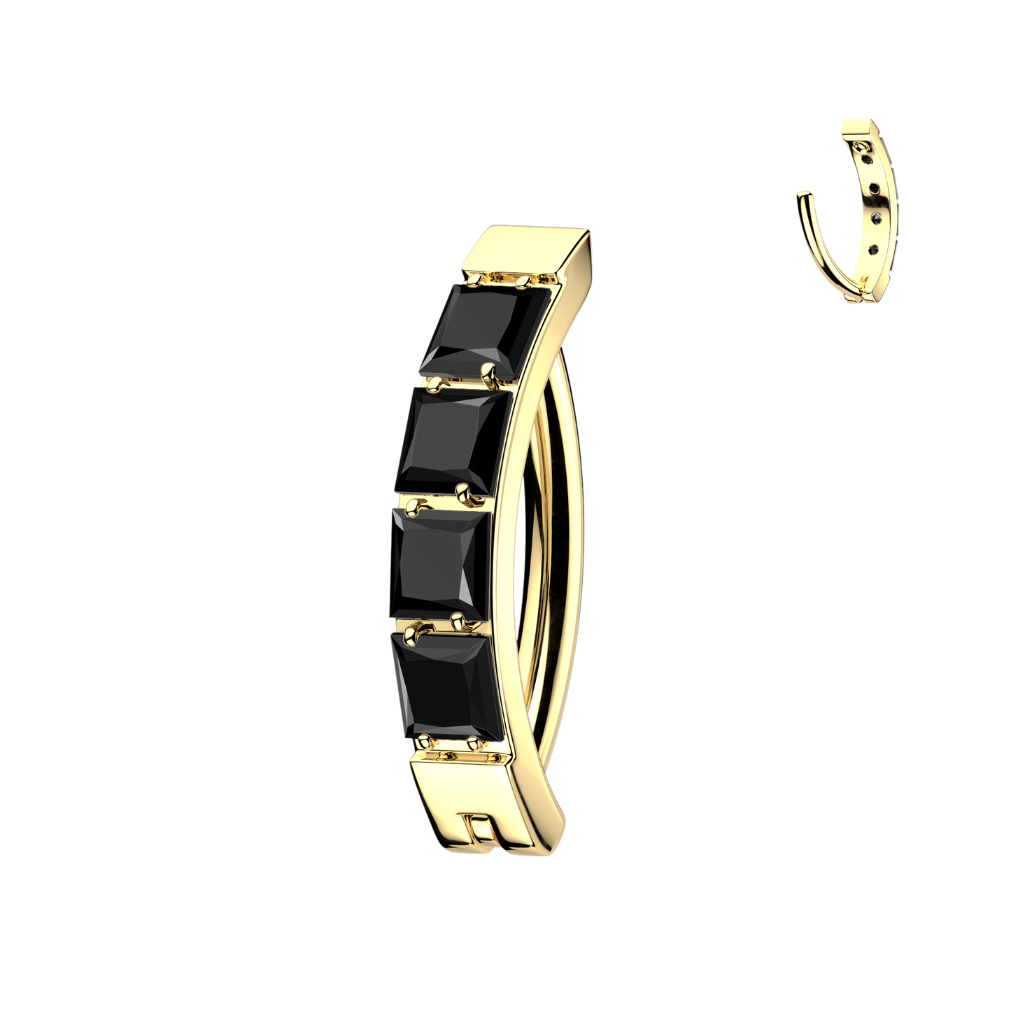 Premium G23 Titanium Channel-Set Square Crystal Belly Clicker 14g