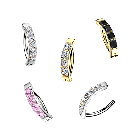 Premium G23 Titanium Square Crystal Belly Clicker 14g
