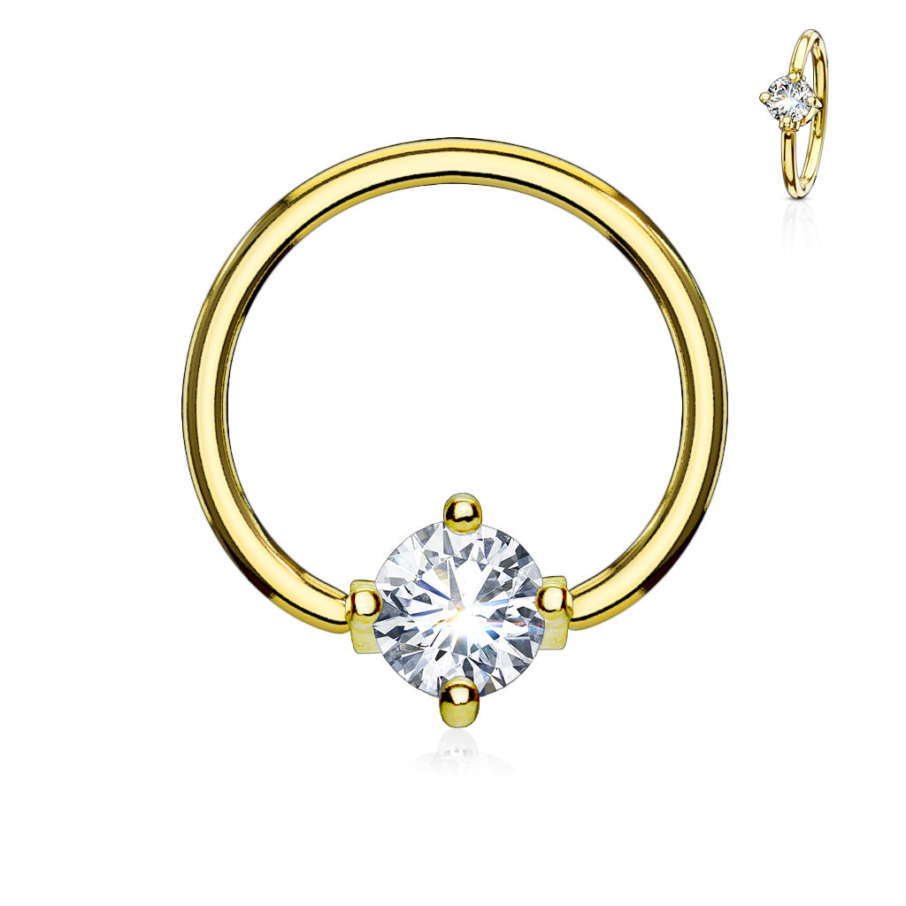 Claw-Set Crystal Captive Bead Ring