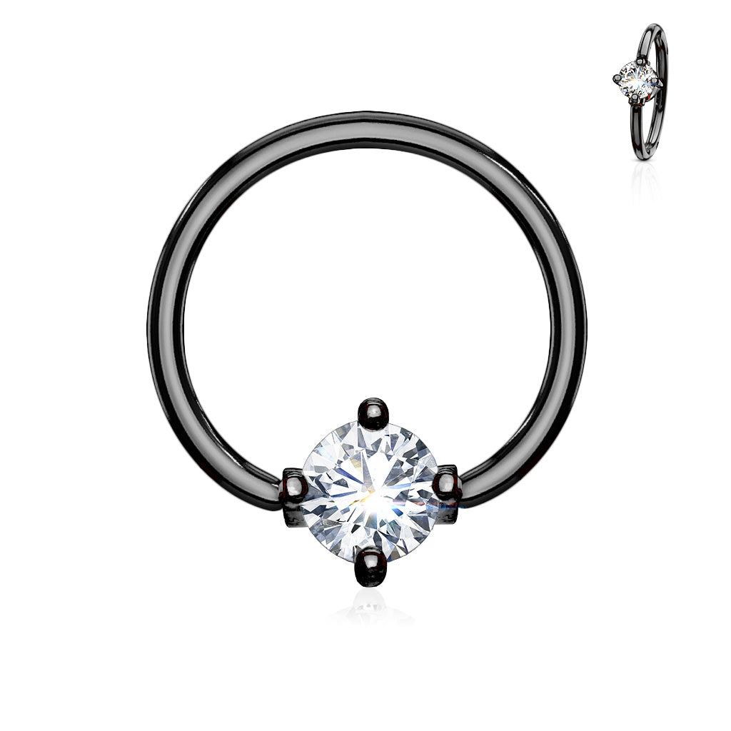 Claw-Set Crystal Captive Bead Ring