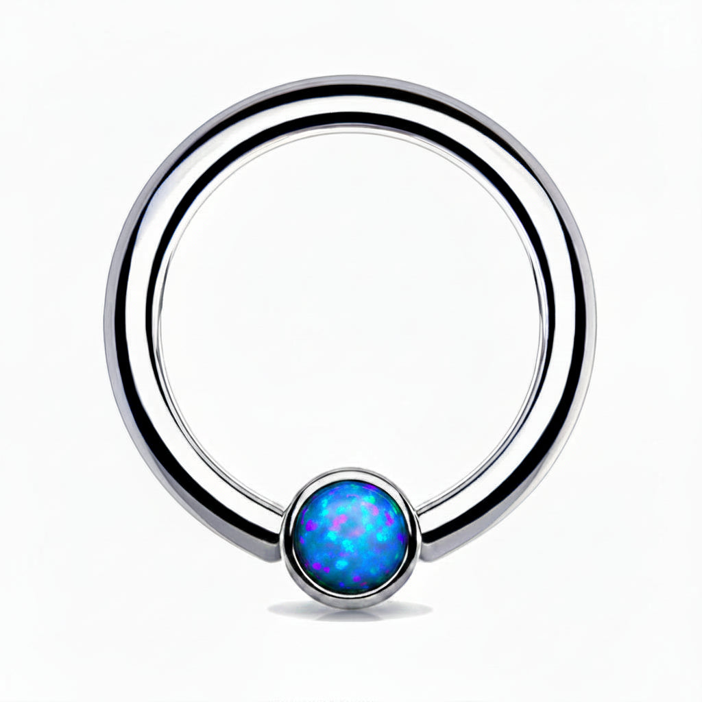 Premium Surgical Steel Flat Opal Captive Bead Ring