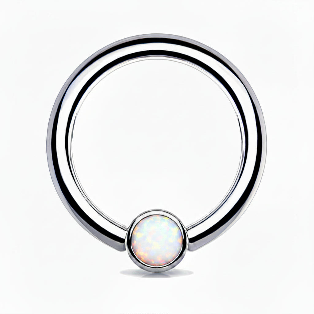 Premium Surgical Steel Flat Opal Captive Bead Ring