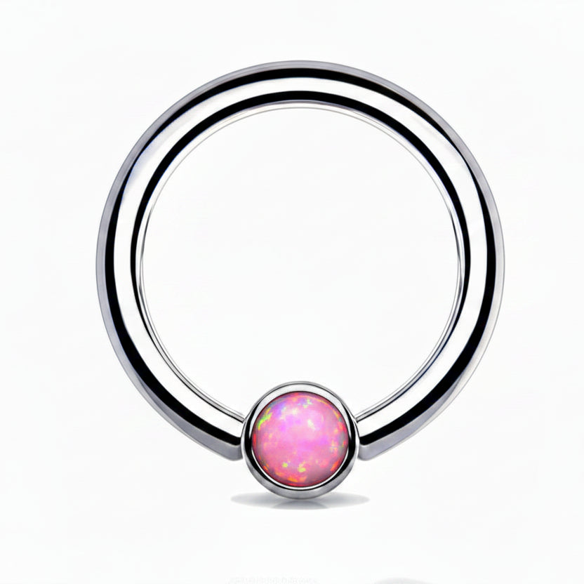 Premium Surgical Steel Flat Opal Captive Bead Ring