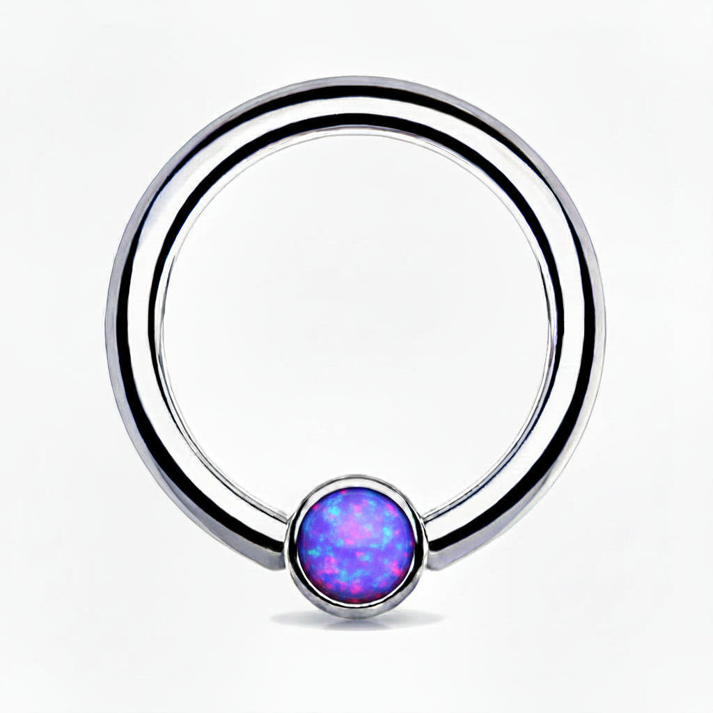 Premium Surgical Steel Flat Opal Captive Bead Ring