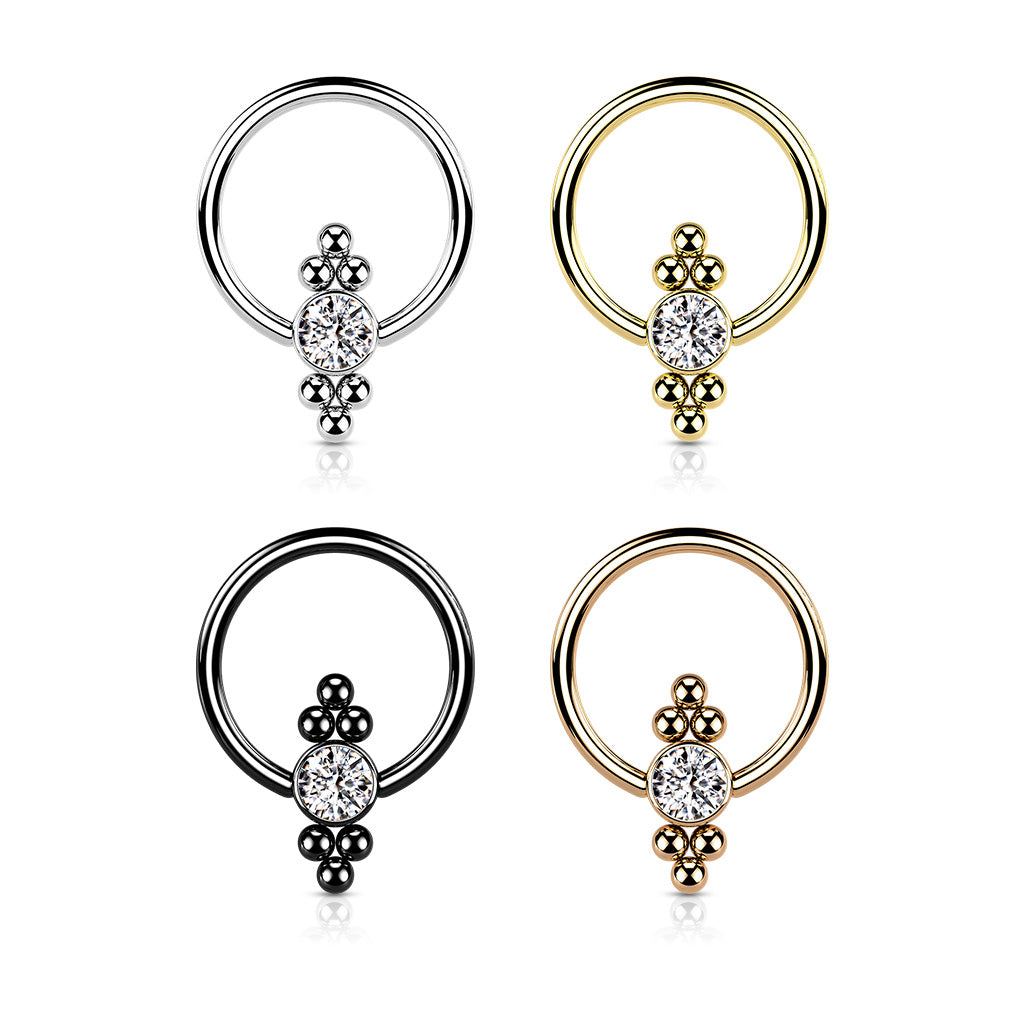 Premium Dotwork Jewel Captive Bead Ring 16g