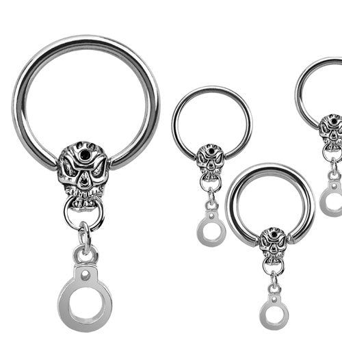 Skull Dangle Captive Bead Ring