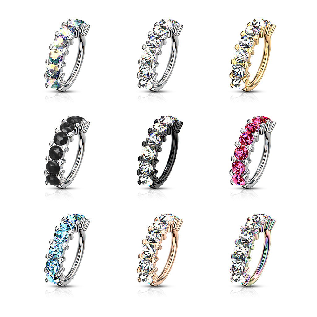 Large Crystal Jewel Edge Bendable Ring
