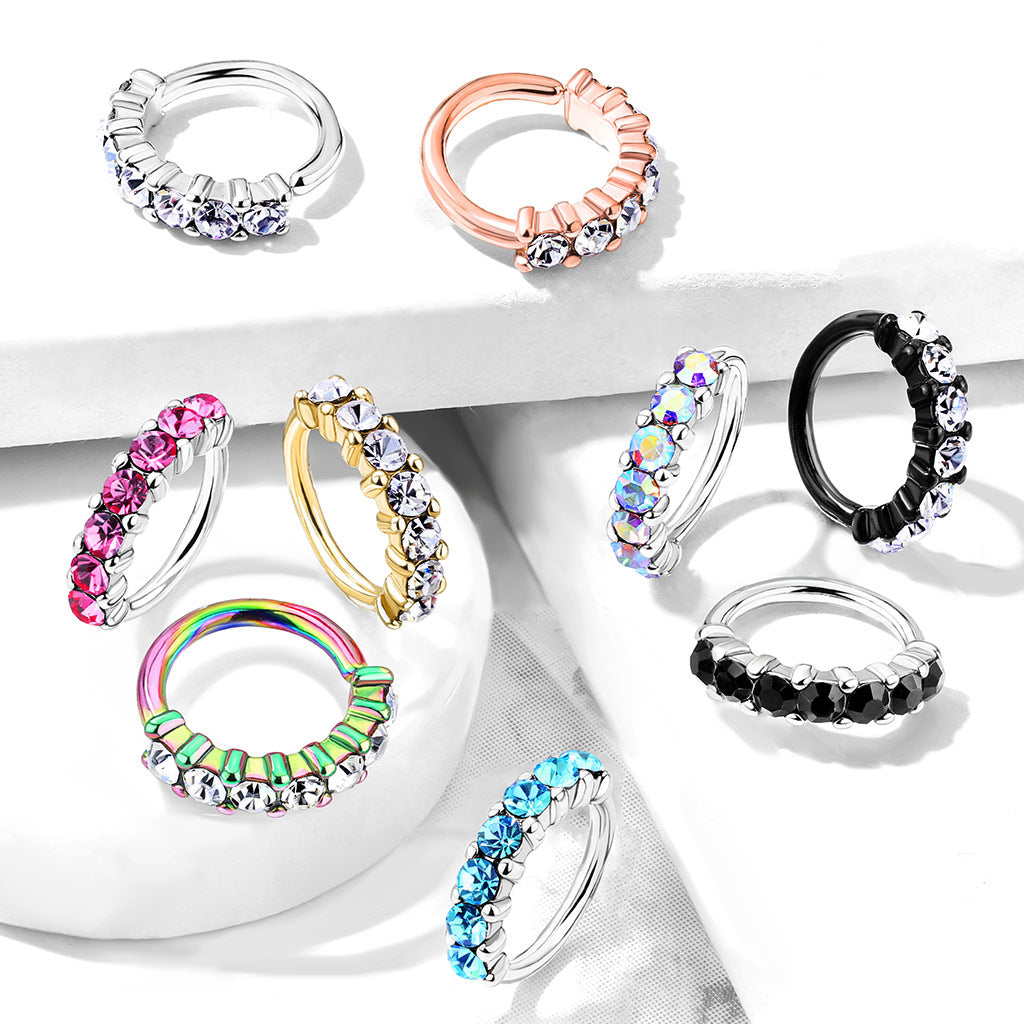 Large Crystal Jewel Edge Bendable Ring