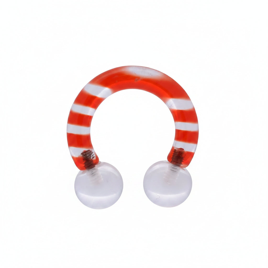 Lucite Stripes Circular Barbell Externally Threaded