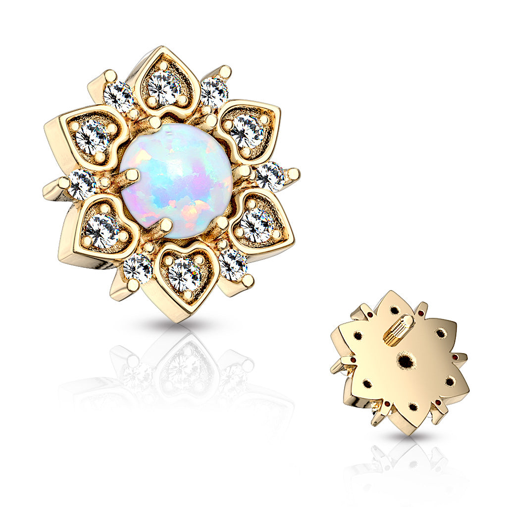 Opal Blossom Heart Microdermal Top 14g
