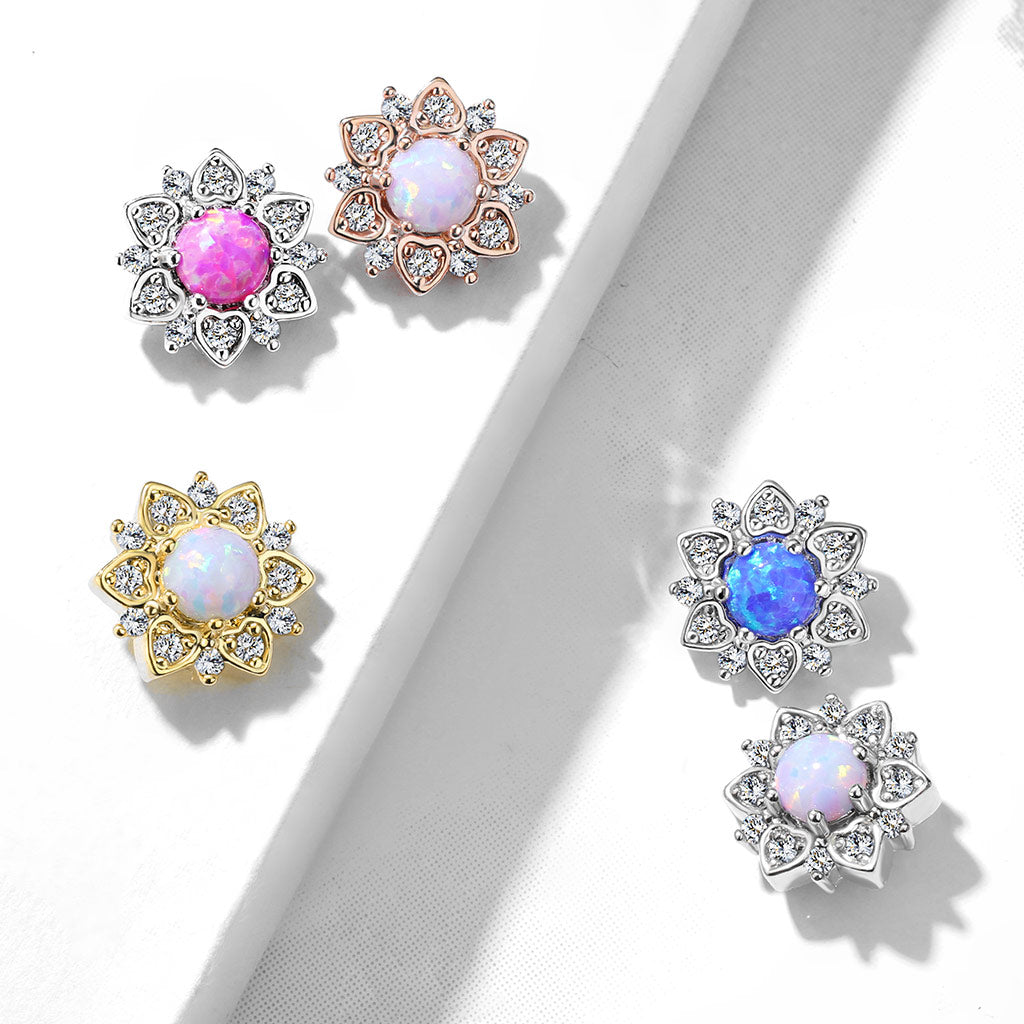 Opal Blossom Heart Microdermal Top 14g