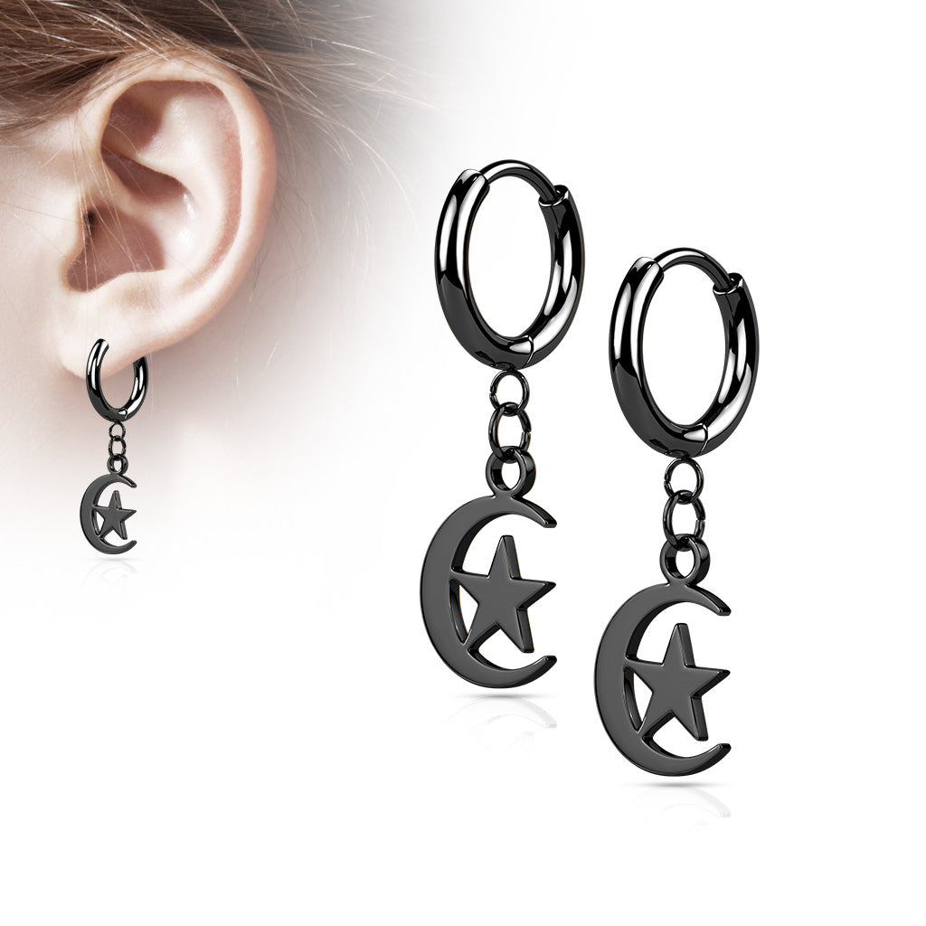 Moon & Star Dangle Cuff Earrings
