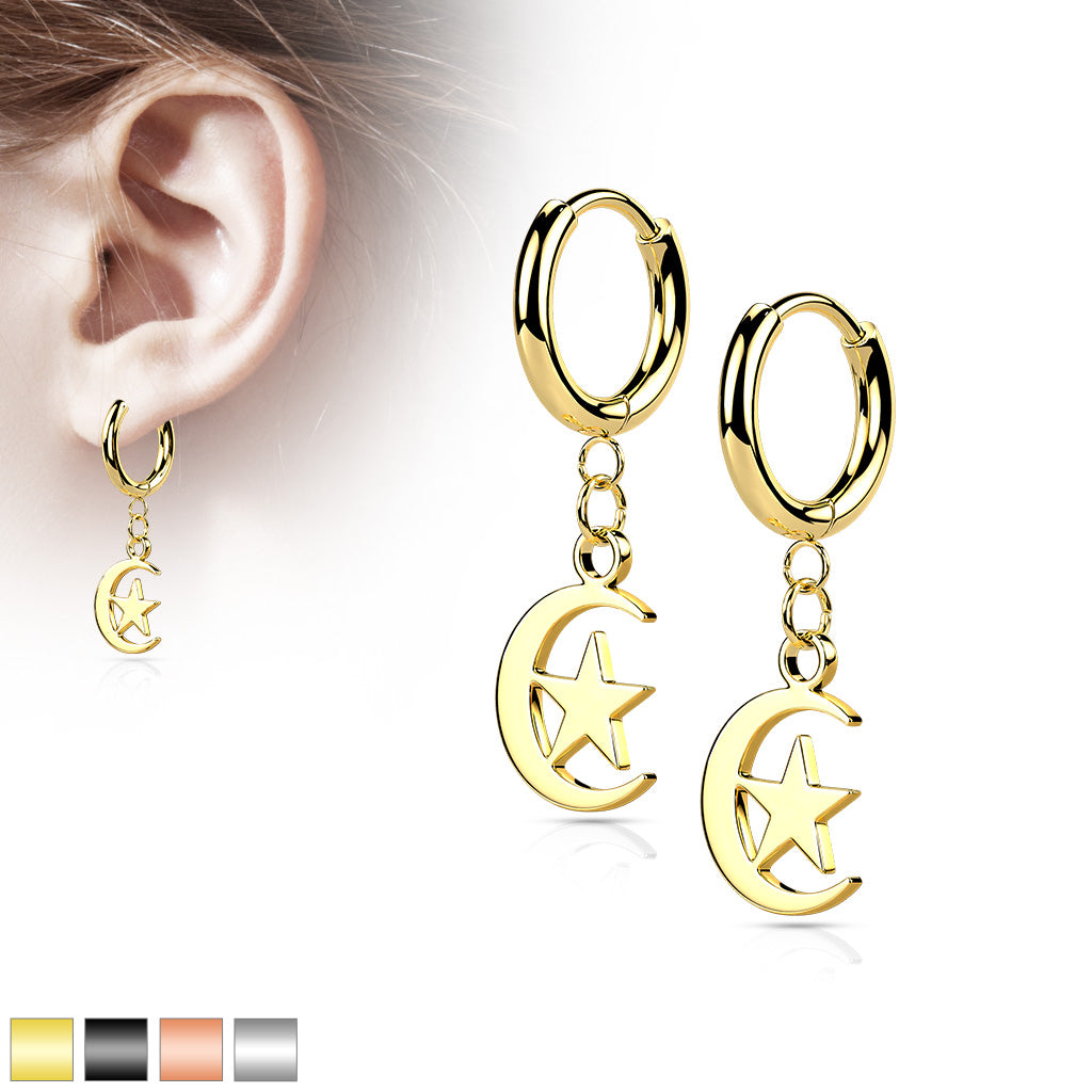 Moon & Star Dangle Cuff Earrings