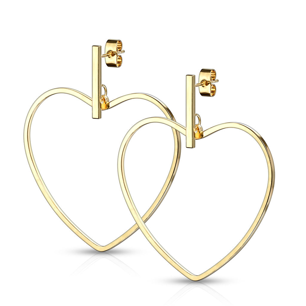 Heart Dangle Stud Earrings