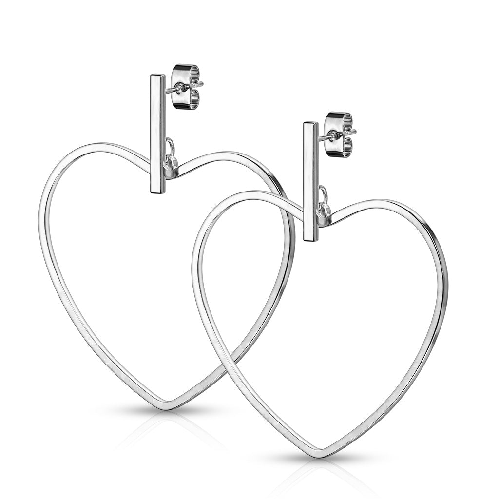 Heart Dangle Stud Earrings