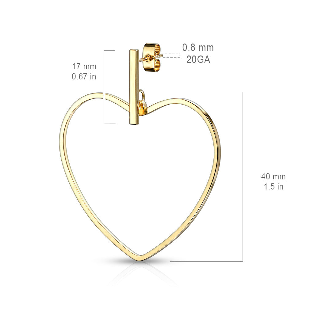 Heart Dangle Stud Earrings