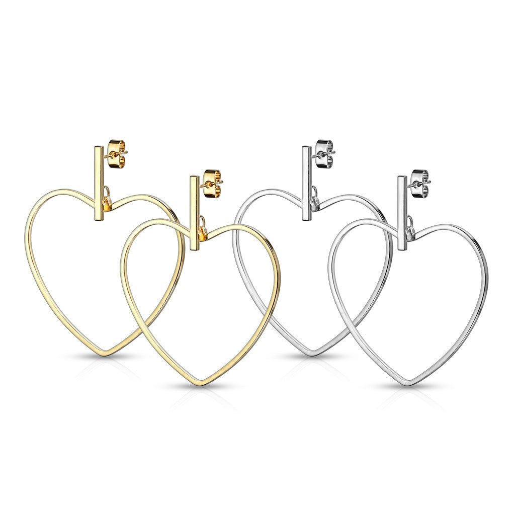Heart Dangle Stud Earrings