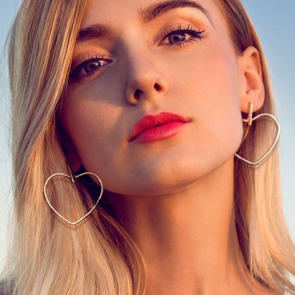 Heart Dangle Stud Earrings
