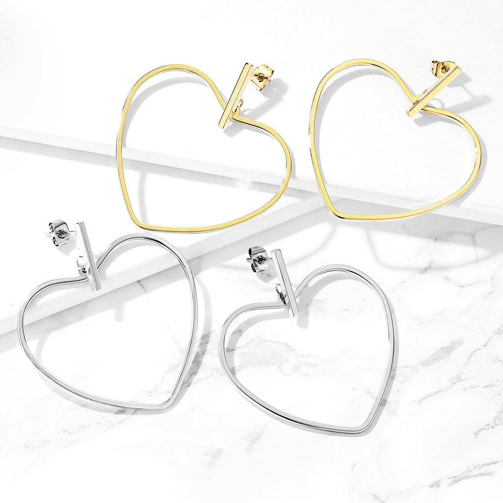 Heart Dangle Stud Earrings