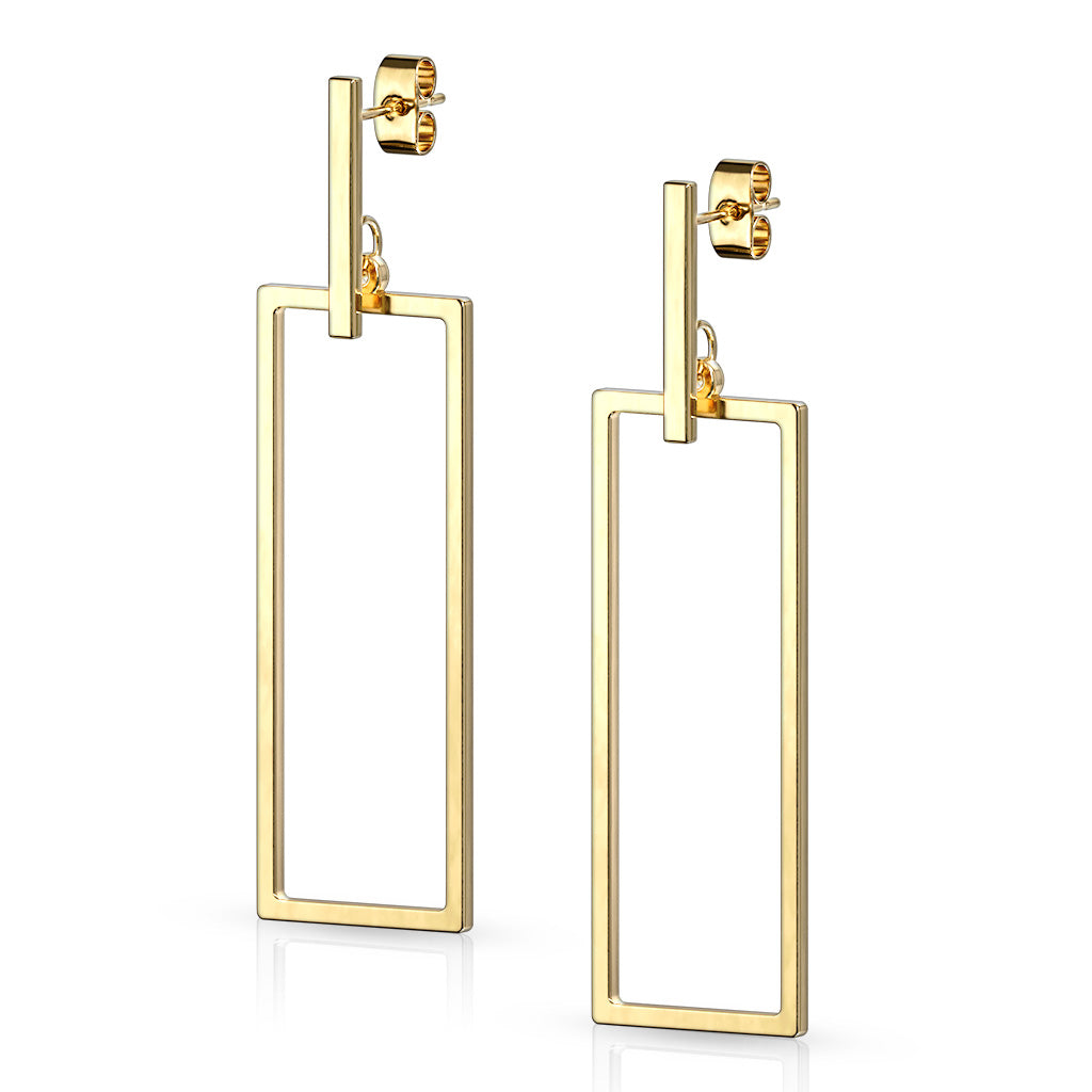 Geometric Rectangle Dangle Stud Earrings