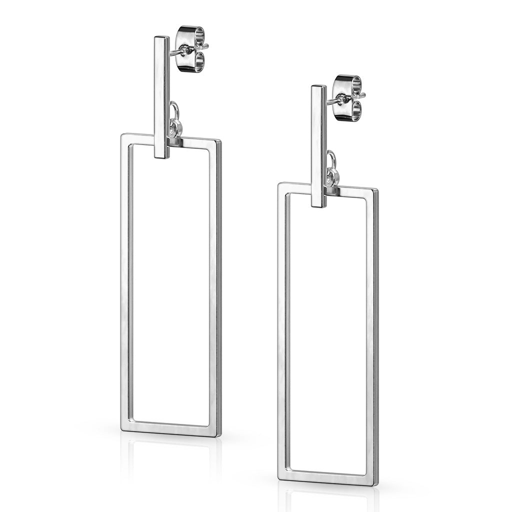 Geometric Rectangle Dangle Stud Earrings