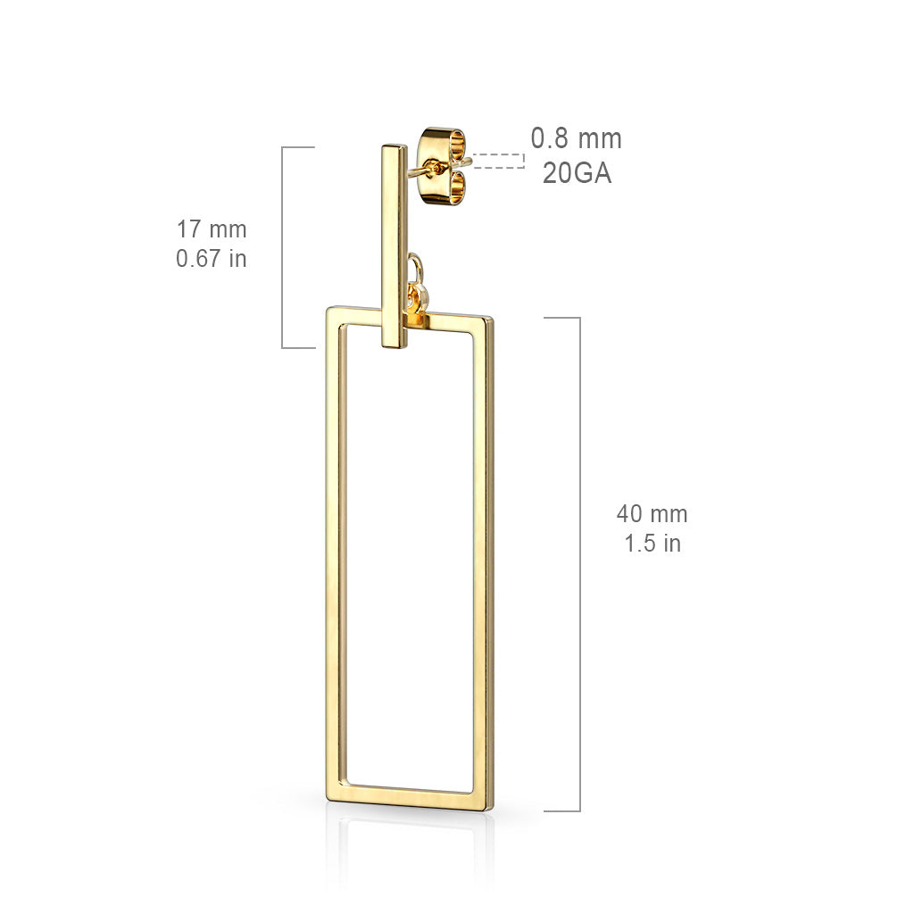 Geometric Rectangle Dangle Stud Earrings