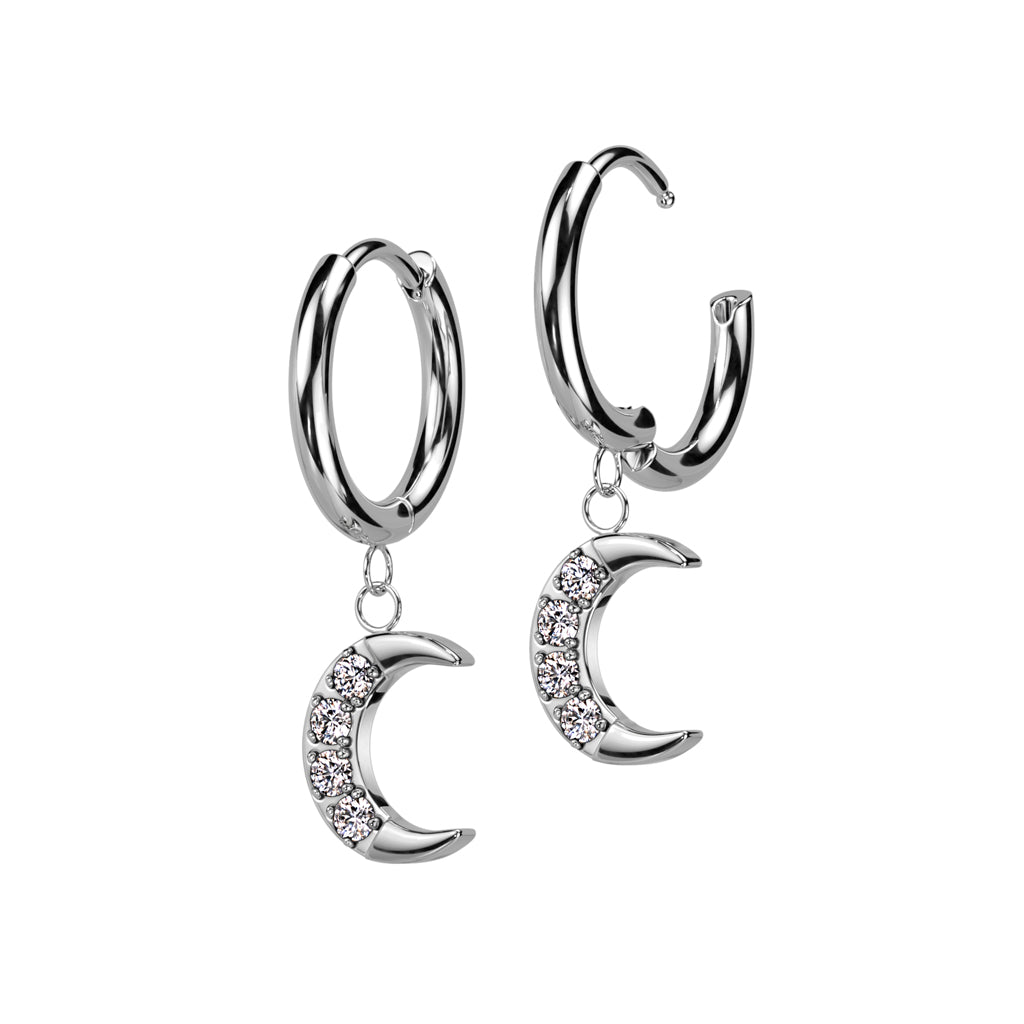 Crystal Moon Dangle Cuff Earrings