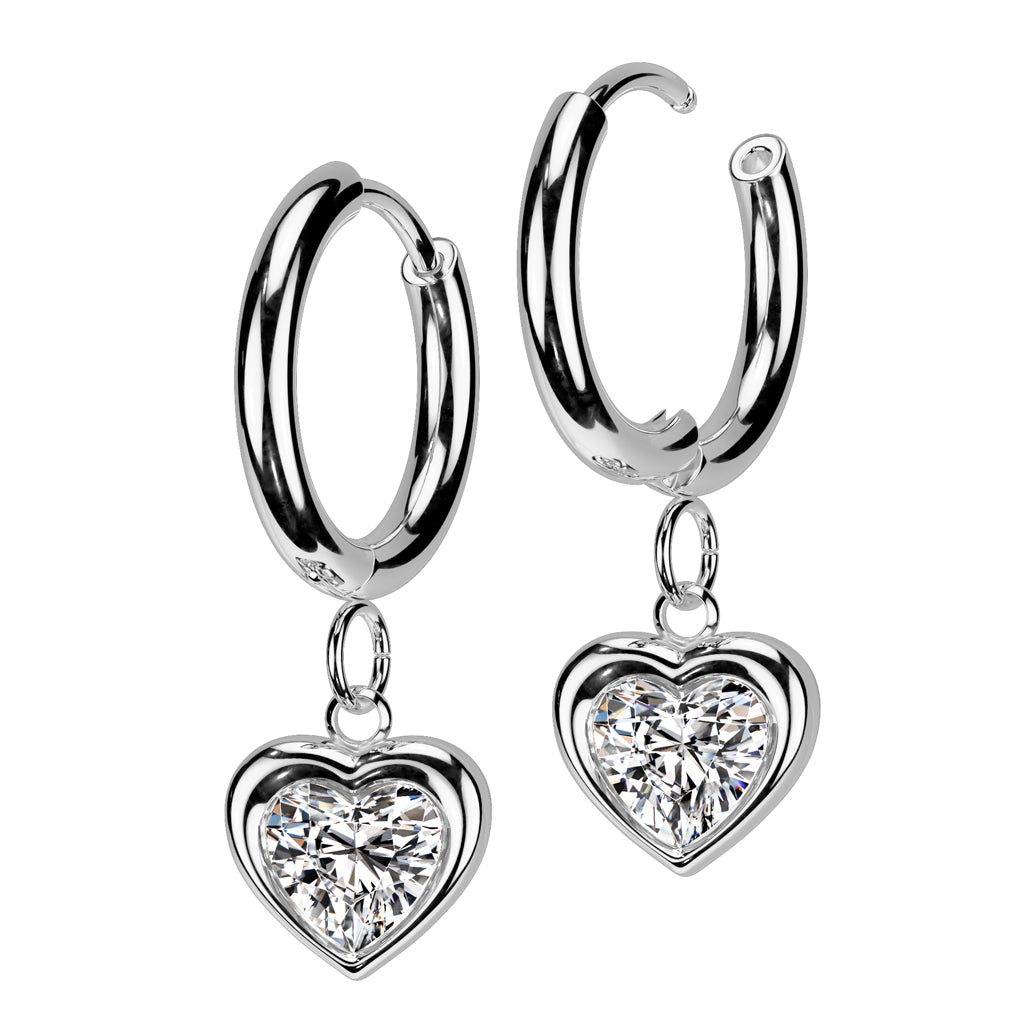 Heart Sparkle Dangle Cuff Earrings