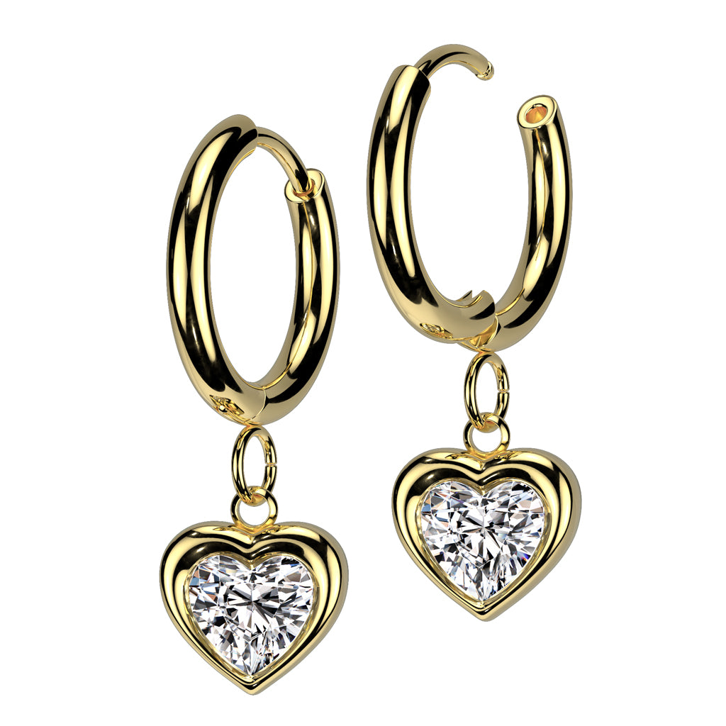 Heart Sparkle Dangle Cuff Earrings
