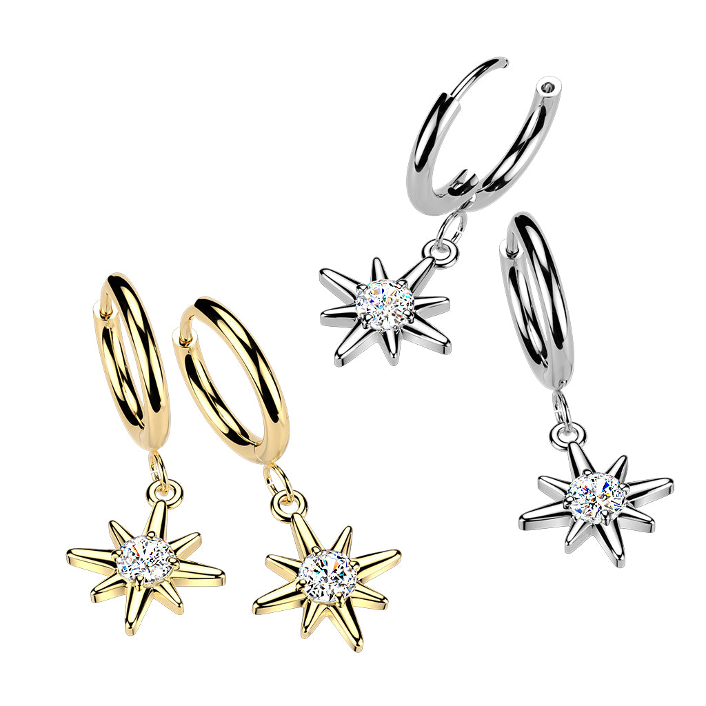 Star Sparkle Dangle Cuff Earrings 18g