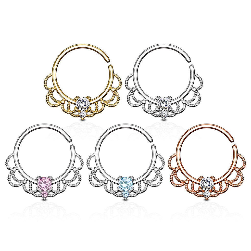 Crystal Filigree Bendable Ring 16g