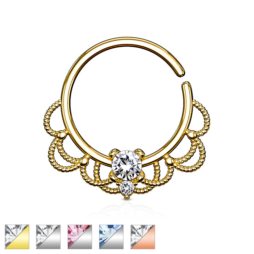 Crystal Filigree Bendable Ring 16g