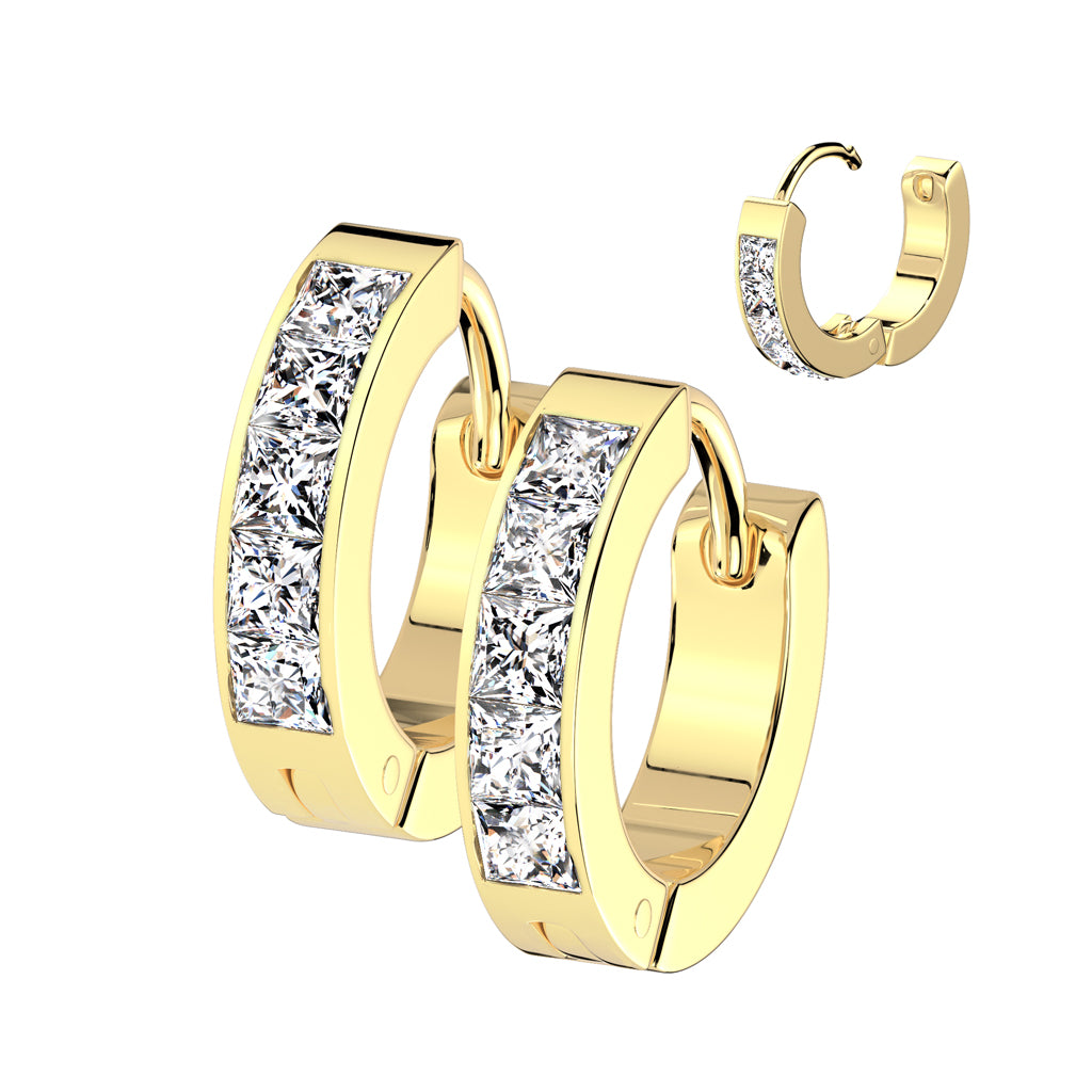 Geometric Channel-Set Crystal Cuff Earrings