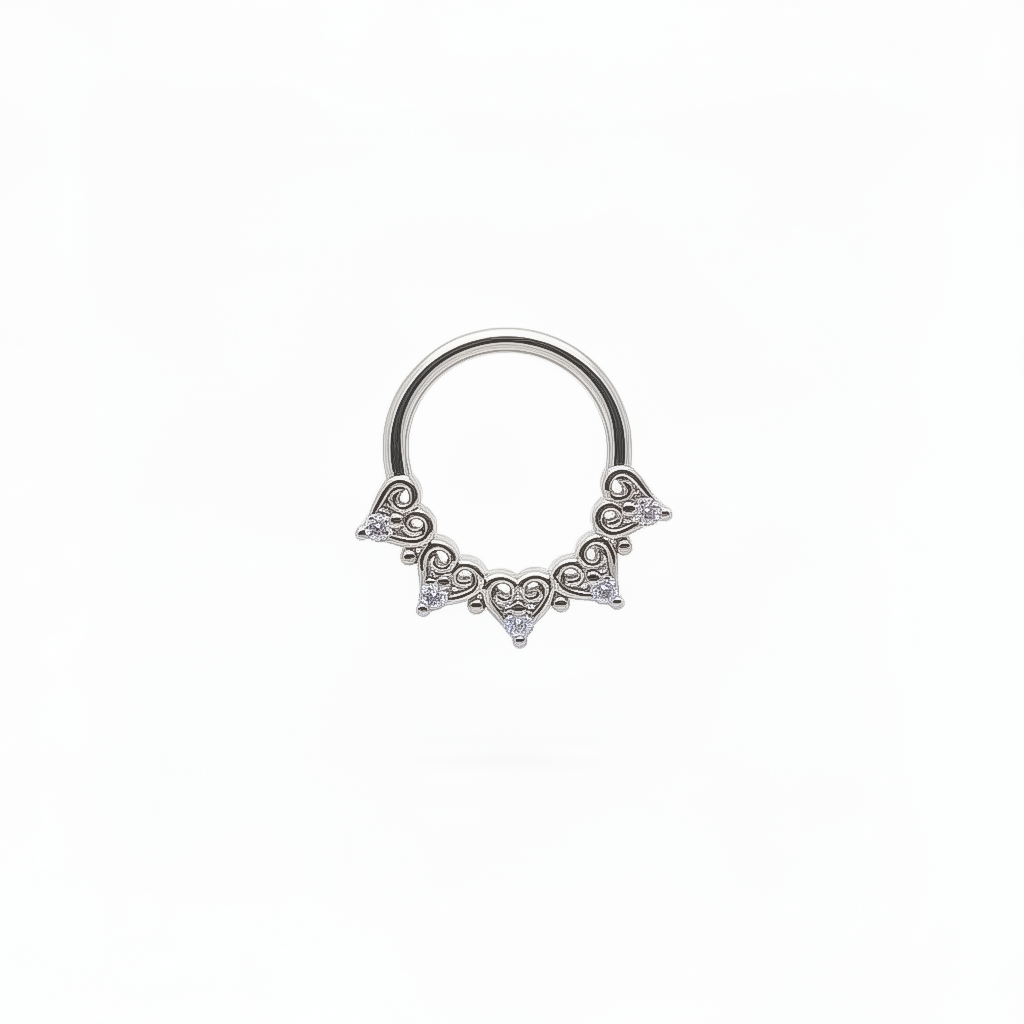 5 Hearts + Claw-Set Crystal Bendable Ring 16g