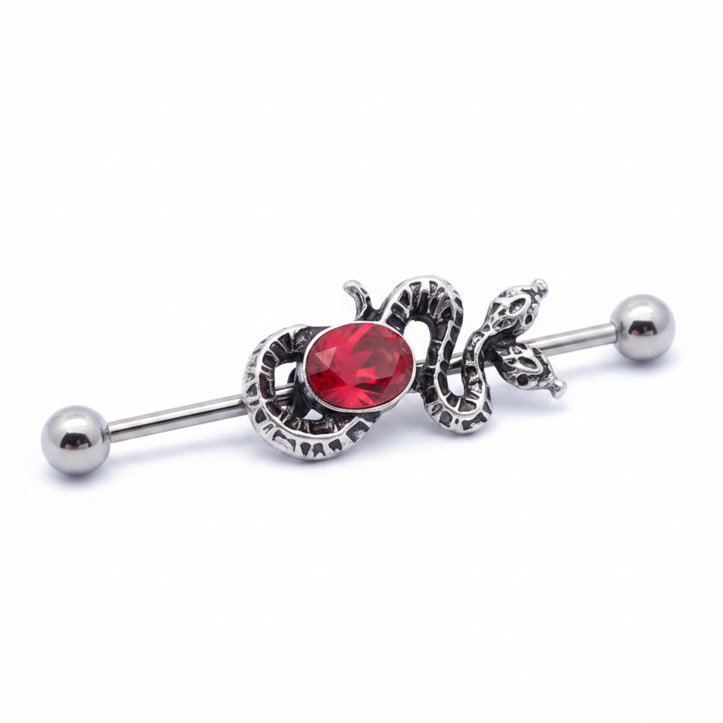 Crystal Snake Fancy Industrial Barbell 14g