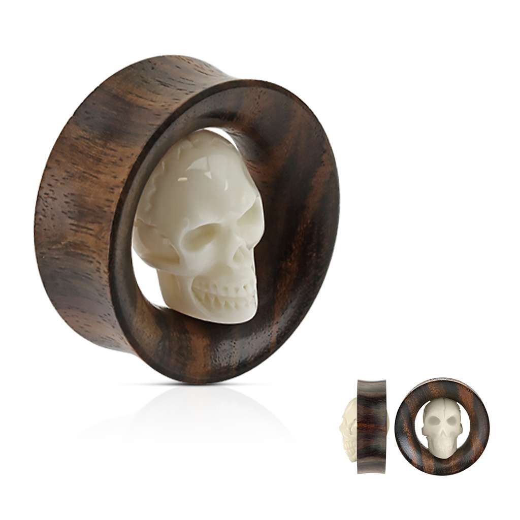 Sono Wood with Hand Carved Buffalo Bone Skull - Saddle Tunnel 3-4, 7-8, 1, 30mm, 35mm