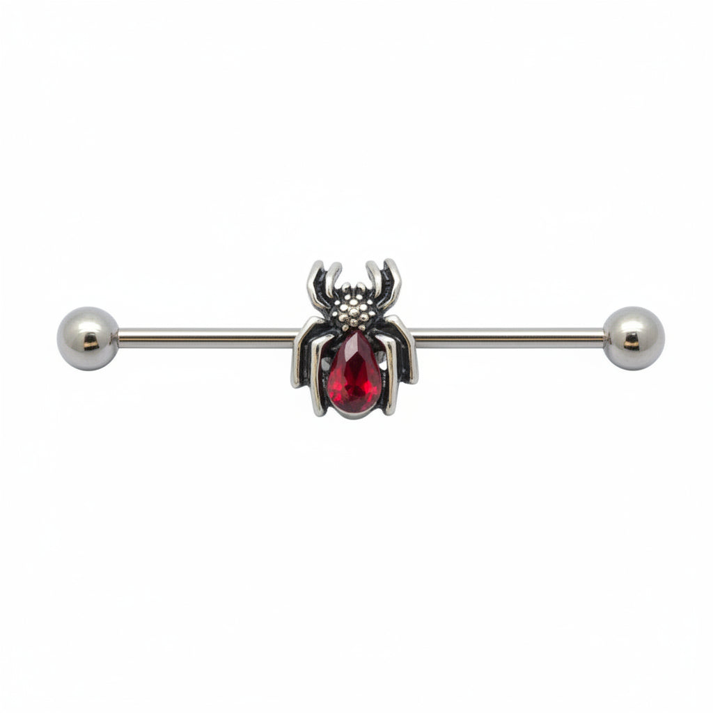 Crystal Spider Fancy Industrial Barbell 14g