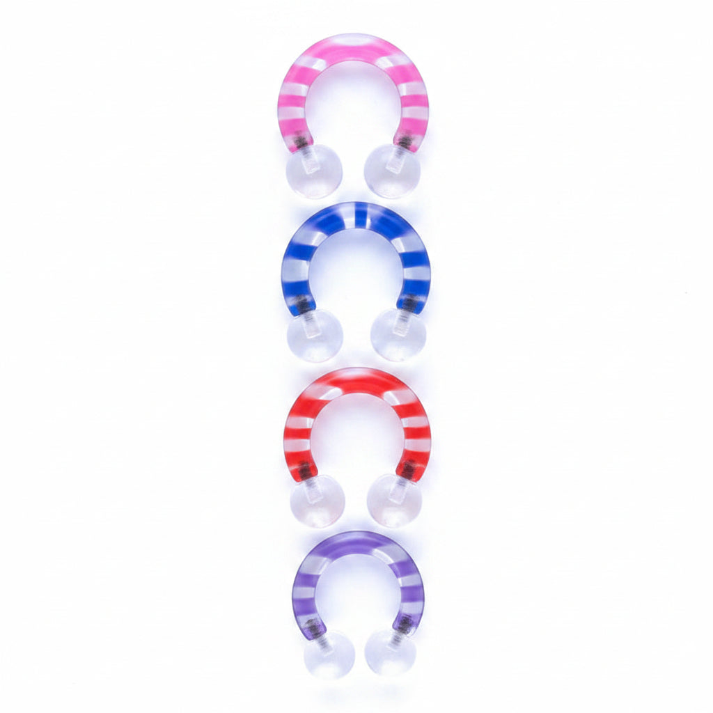 Lucite Stripes Circular Barbell Externally Threaded