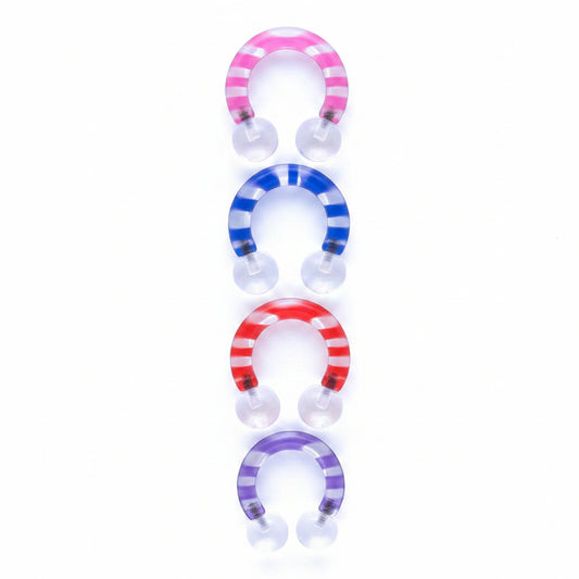 Lucite Stripes Circular Barbell Externally Threaded