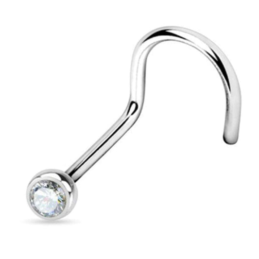Surgical Steel Threaded Crystal Nose Screw