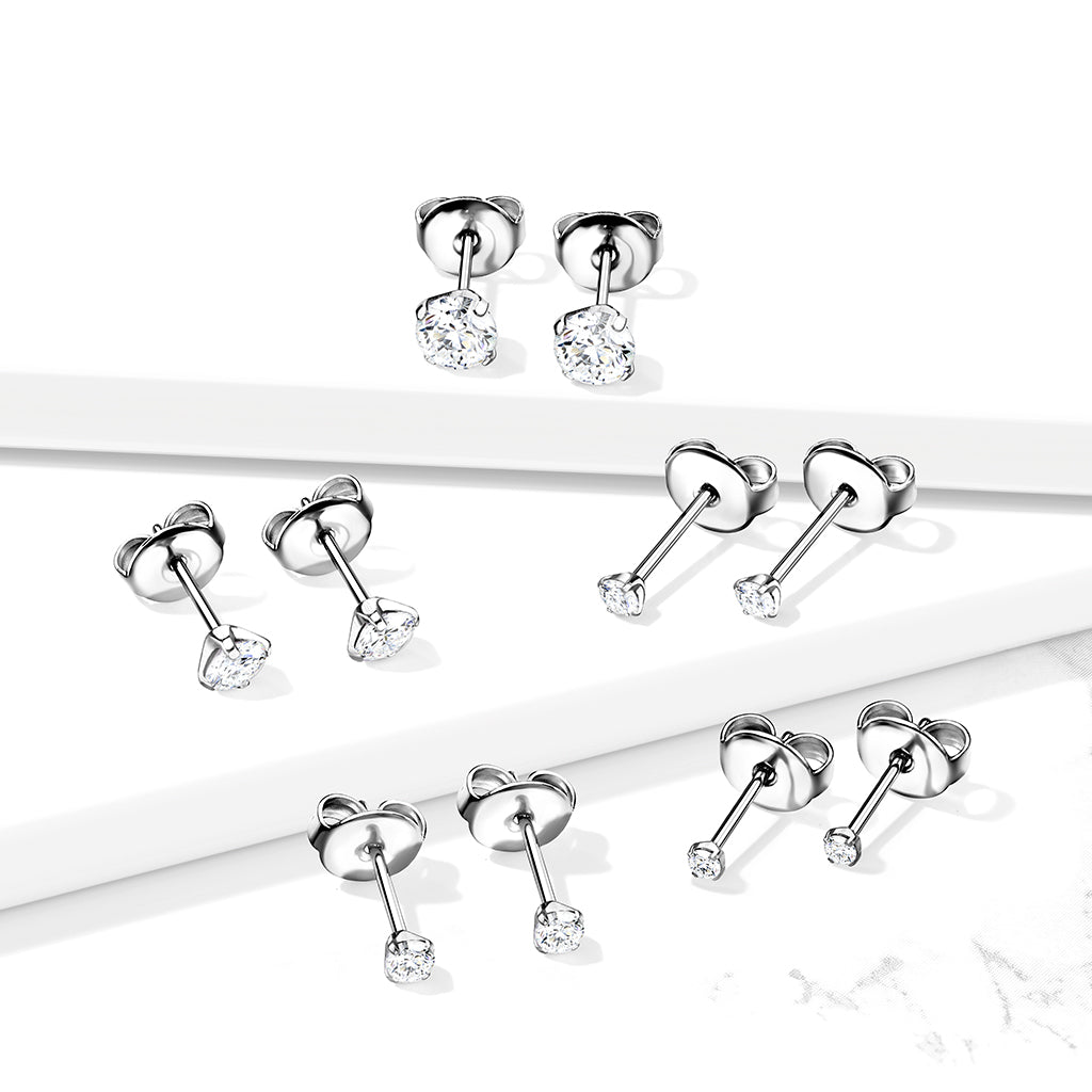 Premium G23 Titanium Crystal Claw-Set Studs
