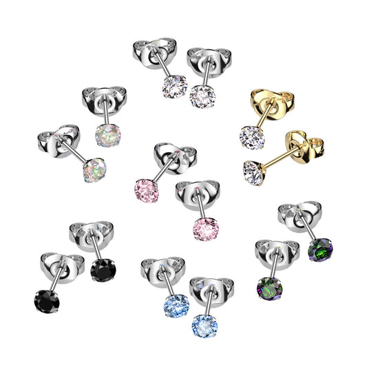 Premium G23 Titanium Crystal Claw-Set Studs